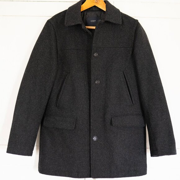 J.Crew Jacket Men’s Small S Gray Wool Quilt Lined University Peacoat Coat - Picture 2 of 6